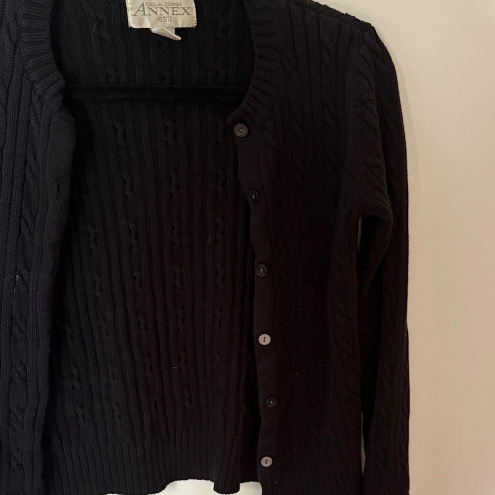 Annex Black Cable Knit Cardigan